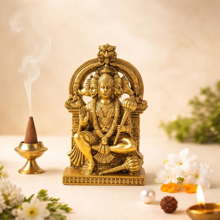 Divya Panchmukhi Hanuman Murti Idol ( Gold Plated )